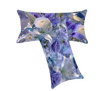 Housse de Coussin Violet Taie Oreiller 40x70cm Fleurs Coussin Exterieur Impermeable Lin Housse de Coussin Lot de 2, Fermeture éclair Invisible Facile à Nettoyer pour Jardin Balcon Décoration C0C5