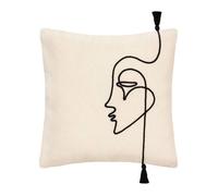 Housse de coussin ""Visage"" - coton et corde - ivoire - 40x40 cm - Ivoire - Atmosphera createur d'interieur