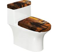 Housse de couvercle de toilette de salle de bain avec imprimé Tour Eiffel de Paris romantique - Lavable - S'adapte à la plupart des couvercles ronds et oblongs
