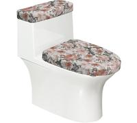 Housse de couvercle de toilette lavable avec motif Tour Eiffel et fleurs de Paris - Compatible avec la plupart des couvercles ronds et oblongs