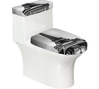 Housse de couvercle de toilette lavable pour salle de bain Motif Tour Eiffel de Paris Noir