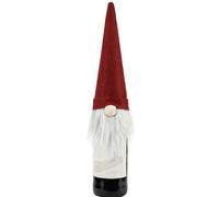 Housse de décoration pour sac de bouteille de vin ou de gin, lutin de Noël, pour le réveillon de Noël/table de jour de Noël. Dîner festif, fête, sac cadeau, décorations Secret Santa, Rouge/doré, 36cm