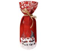 Housse de décoration pour sac de bouteille de vin ou de gin, lutin de Noël, pour le réveillon de Noël/table de jour de Noël. Dîner festif, fête, sac cadeau, décorations Secret Santa, Rouge/doré, 36cm