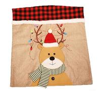 Housse de dossier de chaise de Noël avec motifs Père Noël, bonhomme de neige, renne pour chaises de salle à manger en utilisant du lin doux pour plus de confort et de protection (élan)