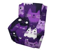 Housse de fauteuil 1 place avec motif chat violet, housse de canapé extensible et élastique, protection de meubles antidérapante, pour salon, bureau, hôtel