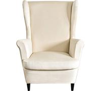 housse de fauteuil 2 pièces, housse de fauteuil en velours, housse de fauteuil avec accoudoir, dossier haut, crème