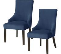 Housse De Fauteuil À Dos Ailé en Velours ，Housse Extensible pour Chaise De Salle À Manger, Housse Extensible pour Chaise Latérale, Protection Complète Antidérapante(Denim Blue,2PCS)