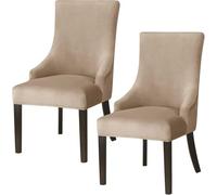Housse De Fauteuil À Dos Ailé en Velours ，Housse Extensible pour Chaise De Salle À Manger, Housse Extensible pour Chaise Latérale, Protection Complète Antidérapante(Khaki,2PCS)