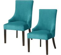 Housse De Fauteuil À Dos Ailé en Velours ，Housse Extensible pour Chaise De Salle À Manger, Housse Extensible pour Chaise Latérale, Protection Complète Antidérapante(Lake Blue,2PCS)