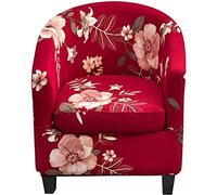 Housse de Fauteuil Chesterfield Cabriolet, Housse Ensemble Fauteuil Club 1place de 2 Pièces avec Housse de Coussin, Housse de Canape Salon Crapaud Extensible Tub Chair (Color : #24)