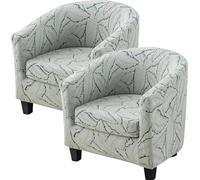 Housse de Fauteuil Club, Lot de 2, Housse de Protection Extensible en Jacquard Doux pour Fauteuil Et Canapé de Salon (Lot de 2, Vert Roseau)