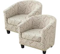 Housse de Fauteuil Club, Lot de 2, Housse de Protection Extensible en Jacquard Doux pour Fauteuil Et Canapé de Salon (Lot de 2, Roseaux Kaki)