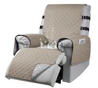 Housse de fauteuil inclinable avec poches latérales, imperméable, avec 2 sangles élastiques, protection antidérapante pour fauteuil inclinable pour familles avec animaux domestiques/enfants, lavable