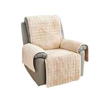 Housse De Fauteuil Inclinable en Velours avec Sangle Élastique Antidérapante(Beige,53x190cm(20.9x74.8inch))