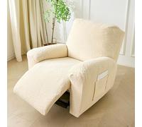 Housse de Fauteuil Inclinable Extensible, Housse Fauteuil Relax 1 Place avec Poche Latérale, Housses de Protection pour Meubles,Beige,3 Seater