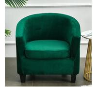 Housse de fauteuil - PARAMOUNT CITY - Club - Velours extensible - Vert foncé - Ensemble 2 pièces