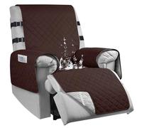 Housse de fauteuil pour fauteuil TV 100 % étanche avec 3 poches - Antidérapante - Avec 2 sangles réglables - Lavable en machine - Marron foncé - Taille S