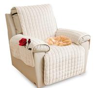 Housse De Fauteuil Relax avec Poches Peluche Couverture Protecteur 2025 Douce Et Chaude Canapé 1 2 3 Place Doux Housse De Canapé Housses De Protection (Beige,116 * 190cm)