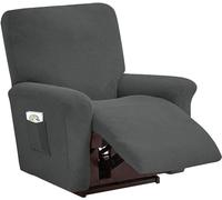 Housse De Fauteuil Relax Doux Velours Extensible, 4 Pièce Housse De Canapé Antidérapante avec Poche Latérale, Protege De Meubles Lavable pour 1 Places Fauteuil Inclinable (Size : 5@)