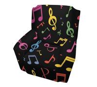 Housse de fauteuil simple avec motif notes de musique - Housse de canapé extensible et élastique - Protection de meubles d'art colorés - Antidérapante - Pour salon, bureau, hôtel