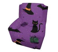 Housse de fauteuil simple motif chat sorcier, housse de canapé extensible, élastique, citrouille, protection de meubles antidérapante, pour salon, bureau, hôtel