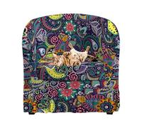 Housse de Fauteuil Tonneau 2 Pièces avec Jupe Extensible Housse de Fauteuil Club Lavable à Imprimé Floral pour Bar Ou Salon 4 Pièces