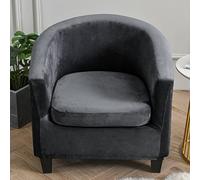 Housse de fauteuil tonneau en velours doux extensible et antidérapant pour salle à manger, salon, bureau et maquillage - Gris - 1 pièce