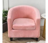 Housse de fauteuil tonneau en velours doux extensible et antidérapant pour salle à manger, salon, bureau, club - Rose