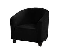 Housse de fauteuil tonneau en velours doux - Très extensibles - Housses de chaise de club douces pour salle à manger, salon, Internet, café, bar, bureau, réception (noir)