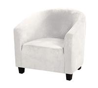 Housse de fauteuil tonneau en velours doux - Très extensibles - Housses de chaise de club souples pour salle à manger, salon, Internet, café, bar, bureau, réception (blanc)