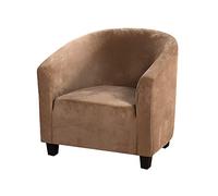 Housse de fauteuil tonneau en velours doux - Très extensibles - Housses de chaise de club souples pour salle à manger, salon, café Internet, bar, bureau, réception (camel)