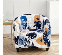 Housse de fauteuil tonneau extensible, 1 pièce, imprimé moderne, douce et respirante, élastique, lavable, pour fauteuil, club pour salle à manger et salon (beige)