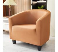 Housse de fauteuil tonneau unie, extensible, douce et élastique, lavable, pour salle à manger ou salon, camel