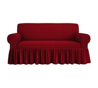 Housse de fauteuil Voila' Tissu élastique Bulle Volant Salva Canapé (Bordeaux, Housse de fauteuil)