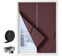 Housse de Fenêtre À Isolation Thermique Hiver, Rideau Isolant Coupe-vent | Couverture Thermique Anti-froid, Kit Isolation Thermique Oxford Épais pour Intérieur Salon Camping-Car(Marron,90x90cm)