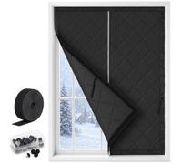 Housse de Fenêtre À Isolation Thermique Hiver, Rideau Isolant Coupe-vent | Couverture Thermique Anti-froid, Kit Isolation Thermique Oxford Épais pour Intérieur Salon Camping-Car(Noir,200x200cm)