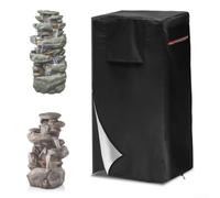Housse de fontaine de jardin robuste en tissu 600D imperméable avec fermeture éclair et cordon de serrage pour bols en cascade, pierres empilées, protection contre les intempéries, noir, 60,8 x 48,3 x