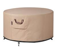 Housse de foyer ronde de 122 cm - Robuste en 900D, résistante à la déchirure, aux UV, imperméable et résistante à la décoloration - En polyester pour foyer d'extérieur - Blé