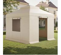 VEVOR Housse de Gazebo Hiver, 3,05 x 3,05 m, Couverture de Gazebo à Toit Rigide Double, avec Parois Latérales, Fenêtres Maille, Matériau PE Haute Densité, Housse d'Abri de Soleil, Gazebos Non Inclus