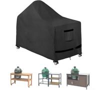 Housse de gril pour grande table à œufs verts, très résistante et imperméable, 152 x 91 x 132 cm, housse de barbecue avec cordon de serrage pour chariot Kamado, noir (A)
