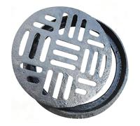 Housse de grille de drainage - Grille de drainage en fonte et base siphon de sol extérieur pour cour, jardin et égout (20 x 4 cm)