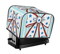 Housse de grille-pain 4 tranches avec motif cœur et nœud d'amour - Protection étanche à la poussière en tissu Oxford avec poche latérale pour petits appareils de cuisine