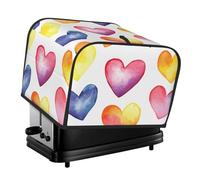Housse de grille-pain 4 tranches Rainbow Love Hearts - Imperméable à la poussière en tissu Oxford avec poche latérale pour petits appareils de cuisine