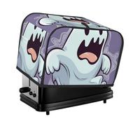 Housse de grille-pain à 2 tranches avec deux poches pour ranger un couteau - Housse de protection super douce pour appareil photo de dessin animé fantôme - Housse de protection pour petit four de