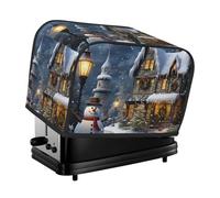 Housse de grille-pain à 2 tranches avec deux poches pour ranger un couteau - Housse de protection super douce pour appareil de Noël, bonshommes de neige et maisons - Housse de protection pour petit