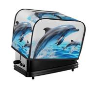Housse de grille-pain à 2 tranches avec poches et poignée supérieure - Housse de four universelle lavable pour petit appareil à pain en 3D - Motif dauphin