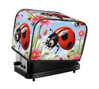 Housse de grille-pain à 2 tranches avec poches et poignée supérieure pour petite machine à pain, housse lavable universelle pour petit appareil de cuisine Motif coccinelle