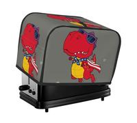 Housse de grille-pain à 2 tranches avec poches - Motif dinosaure super héros de dessin animé - Anti-éclaboussures et empreintes digitales grasses pour cuisine, accessoires de grille-pain à 2 tranches