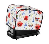 Housse de grille-pain à 2 tranches en forme de coquelicot - Pour aquarelle - Confortable - Avec poche - Résistante aux taches et à la poussière - Protection pour petits appareils de cuisine