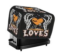 Housse de grille-pain à 2 tranches Halloween squelette effrayant main amour housse anti-poussière pour machine à pain, petit appareil de cuisine